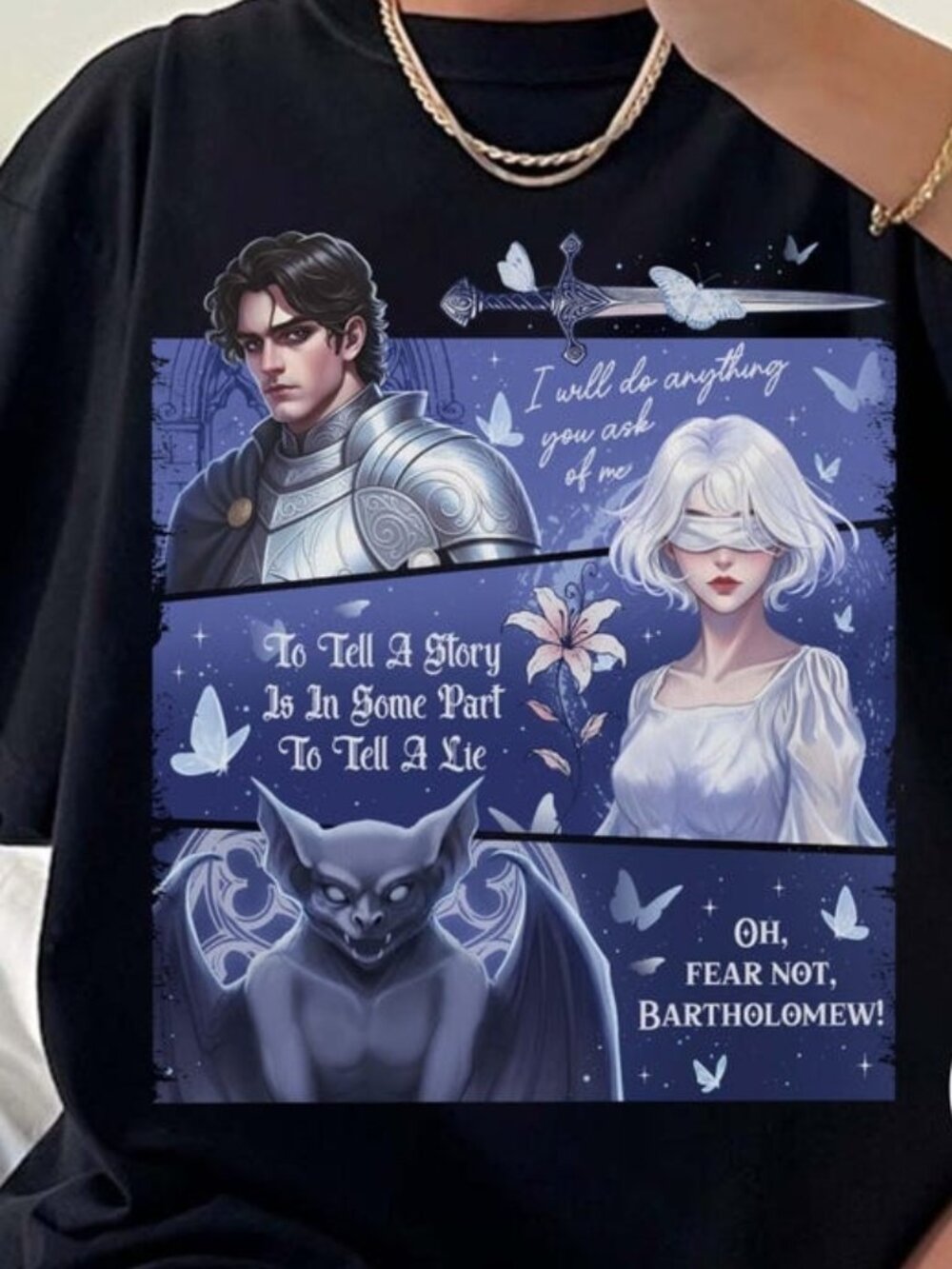 Knight and Moth T-shirt, Dark Fantasy Reader Graphic Tee
